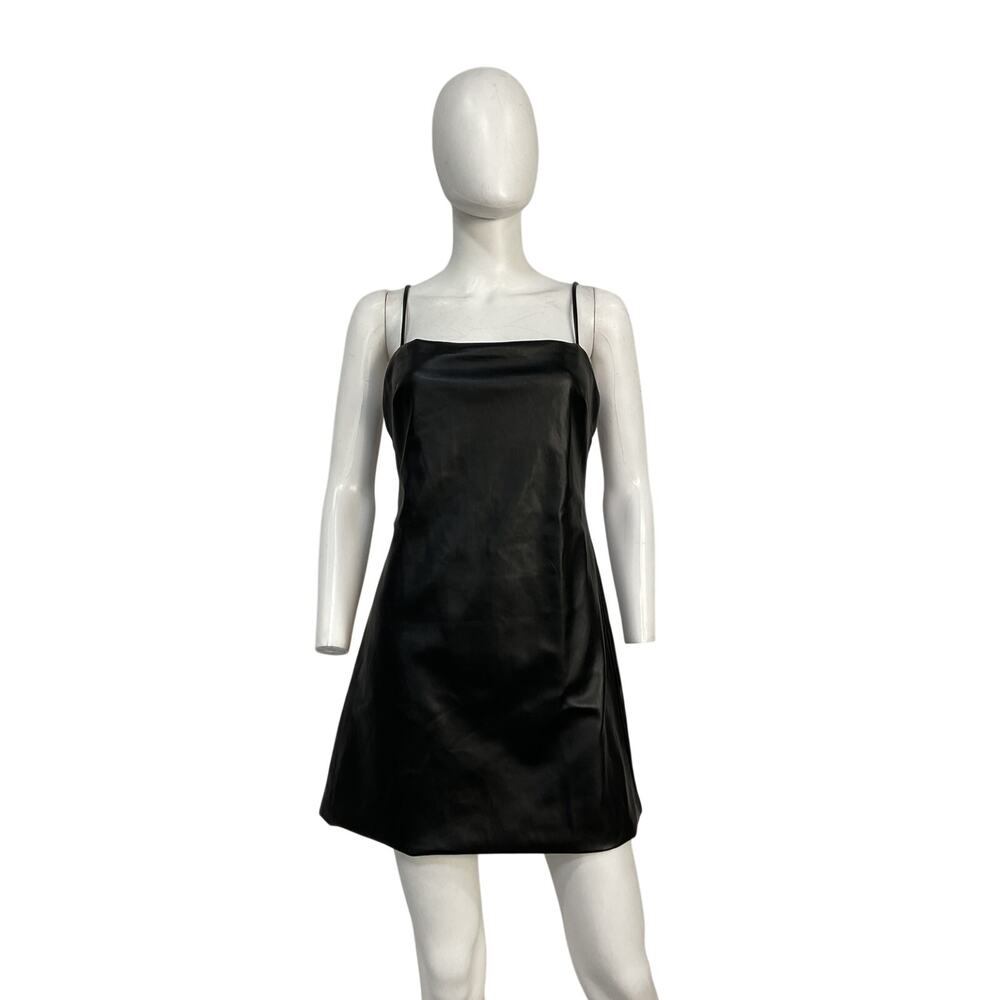 Bardot Vegan Leather Black Anabelle Size M Dress - Picture 2 of 6